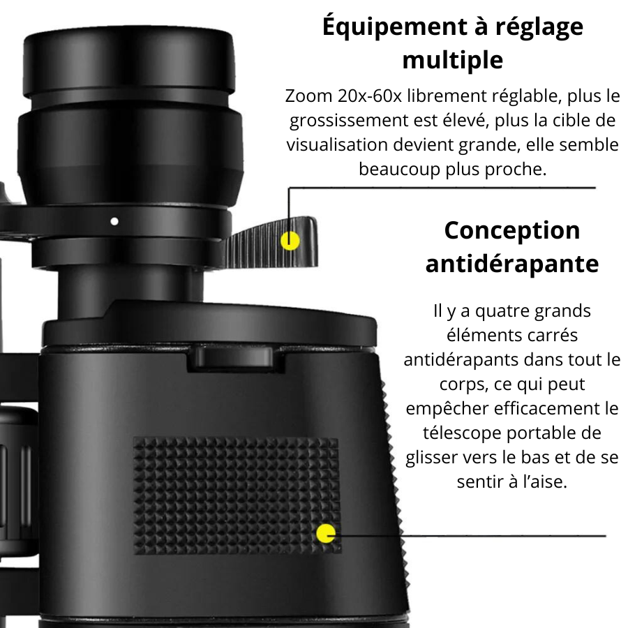 Design ergonomique des Jumelles Longue Portée Hubble pour confort d'observation